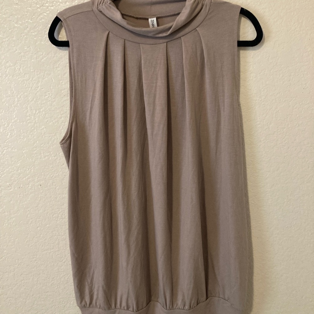 Elegant Sleeveless Tan Top